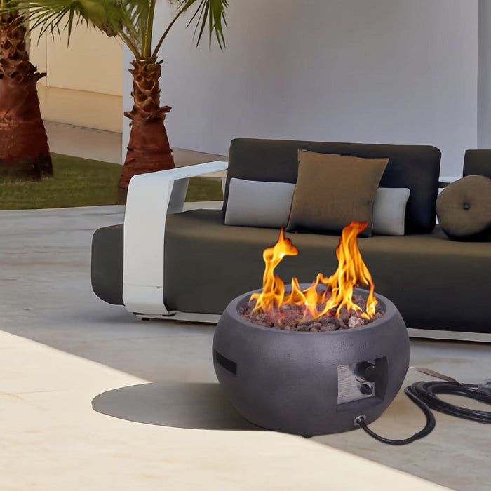 Faux Concrete Texture Round Outdoor Propane Fire Pit