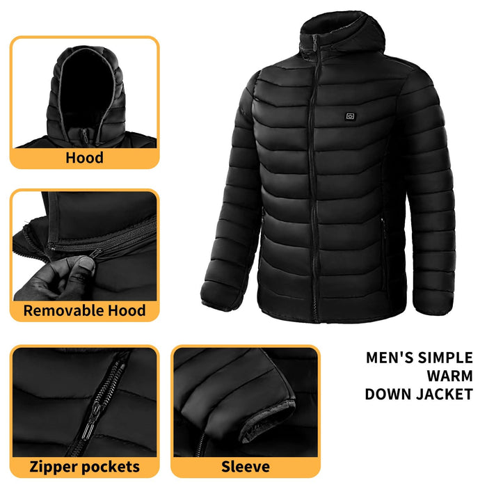 Unisex Electric Heated Puffer Jacket with Insulated Hood