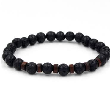 Men's Black Volcanic Stone Bracelet