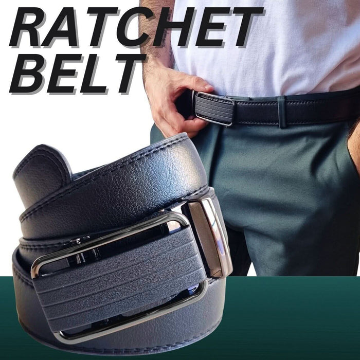 Men's Leather Ratchet Belt with Slide Buckle