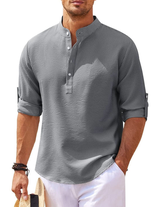 Men's Long Sleeve Solid Color Casual Shirt