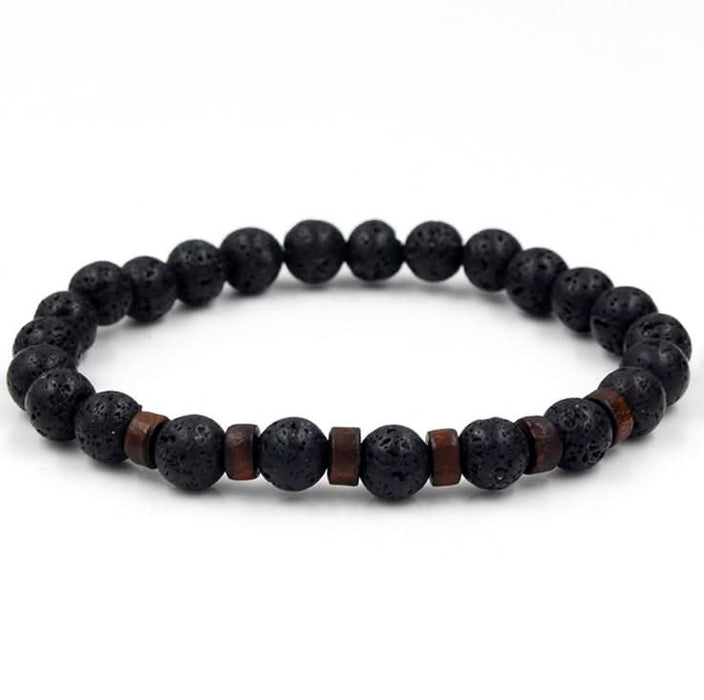 Men's Black Volcanic Stone Bracelet