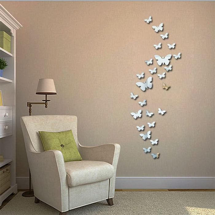 Butterfly crystal mirror wall sticker