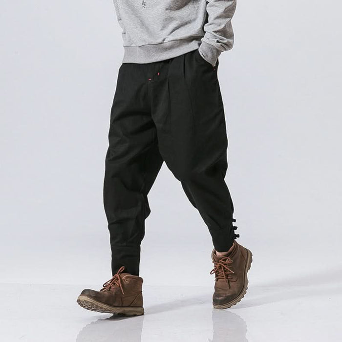 Men's Casual Pants with Snap Closure