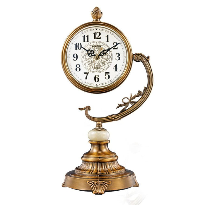 European Style Copper-Plated Large Desk Clock Ornament