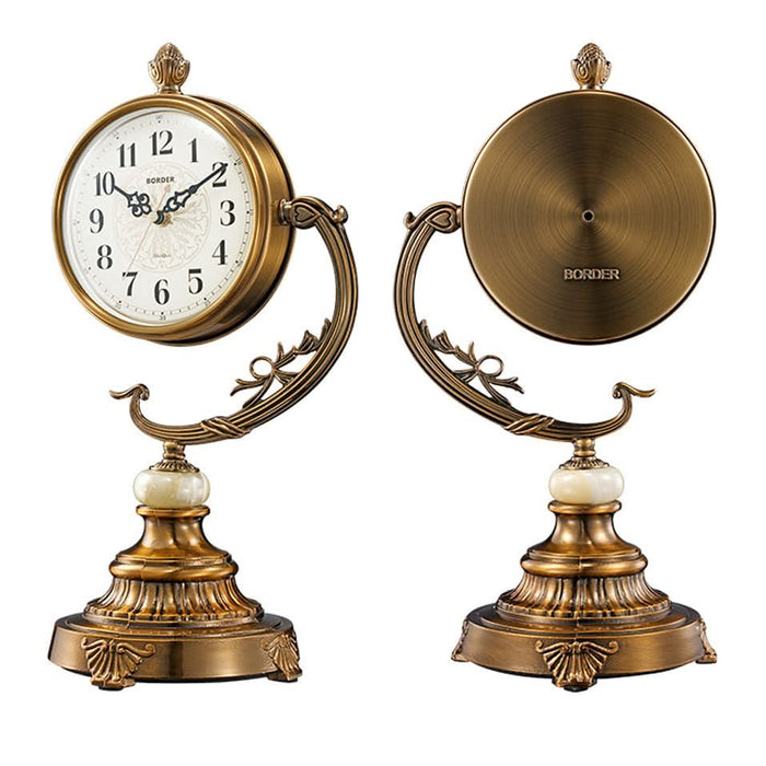 European Style Copper-Plated Large Desk Clock Ornament