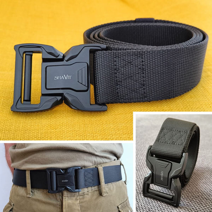 Men's Tactical Military Belt with Quick Release Button Buckle