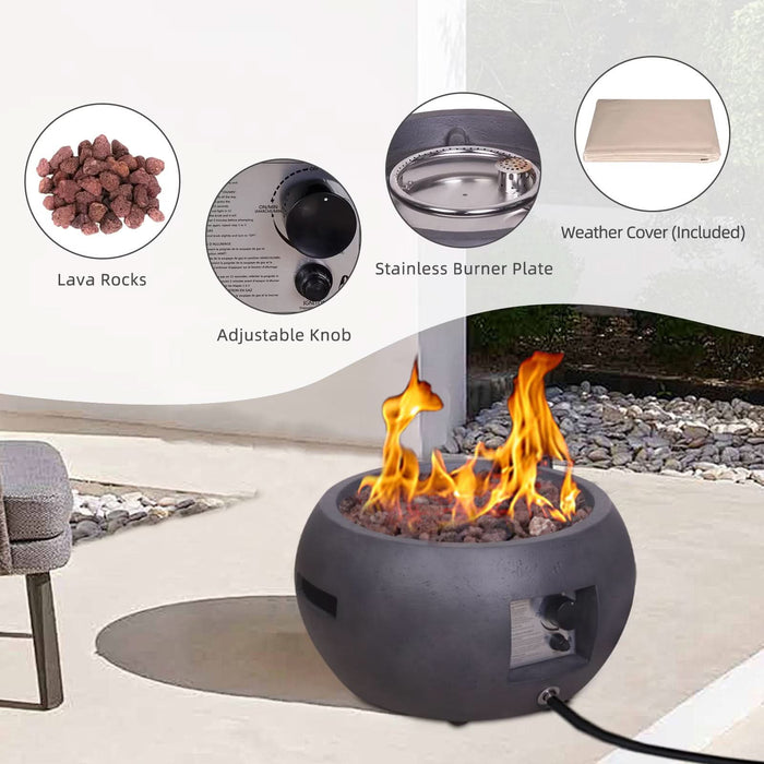 Faux Concrete Texture Round Outdoor Propane Fire Pit