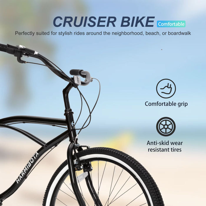 Multifunctional 26-Inch 7-Speed Bike with Steel Frame | Unisex Beach Bike