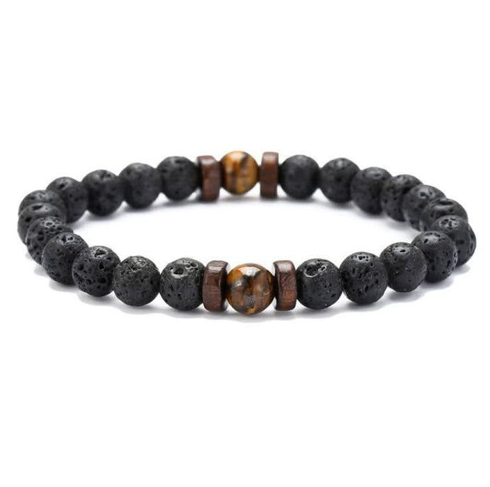 Men's Black Volcanic Stone Bracelet