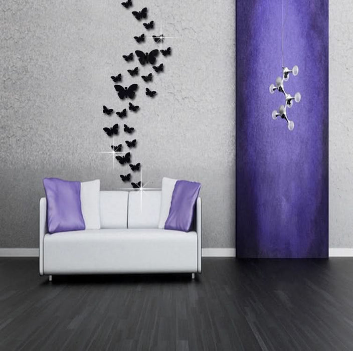 Butterfly crystal mirror wall sticker