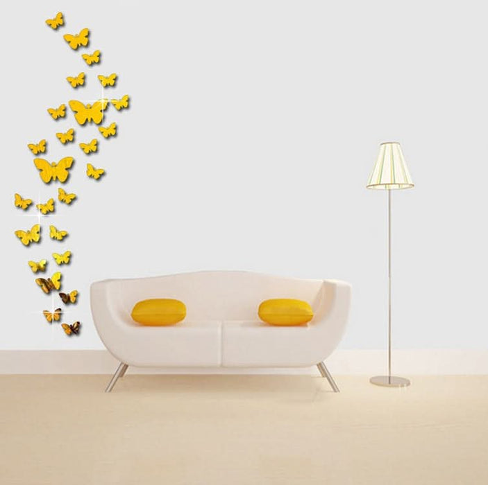 Butterfly crystal mirror wall sticker