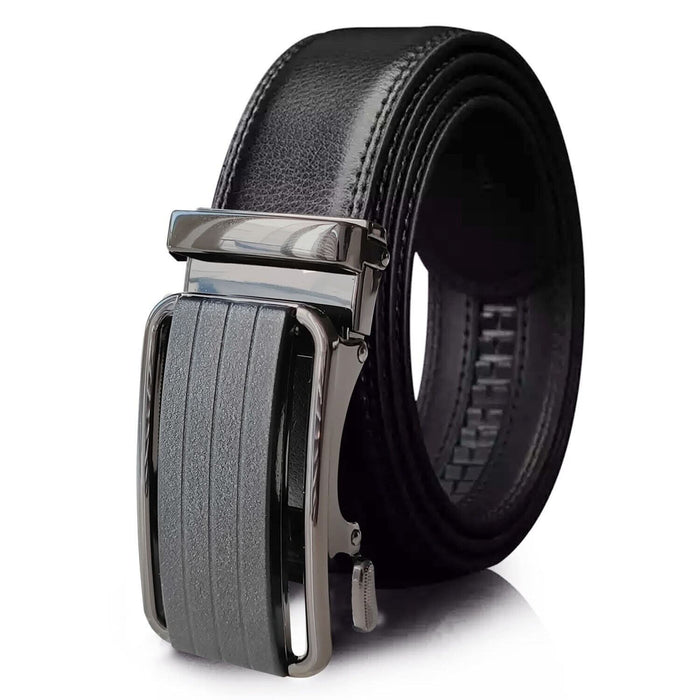 Men's Leather Ratchet Belt with Slide Buckle