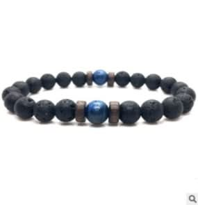 Men's Black Volcanic Stone Bracelet