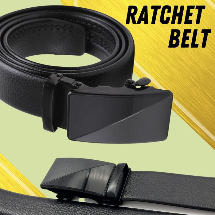 Men's Black Microfiber PU Leather Ratchet Belt