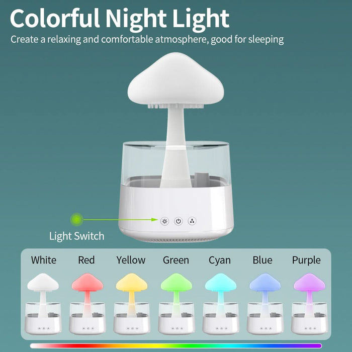 Rain Cloud Mushroom Humidifier - Water Drop Design