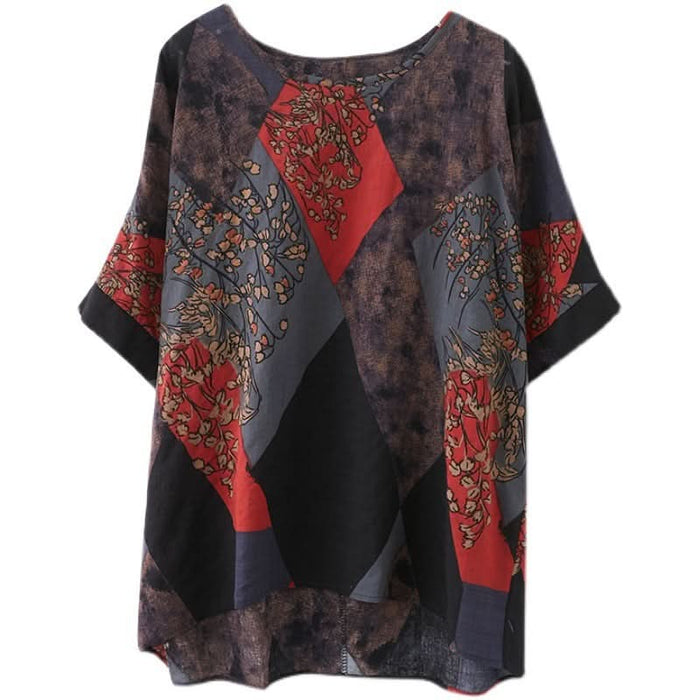 Women's Stylish Loose Round Neck Printed Short-Sleeve T-Shirt