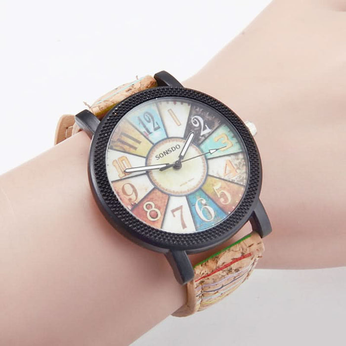 Casual Vintage Leather Quartz Wrist Watch for Women