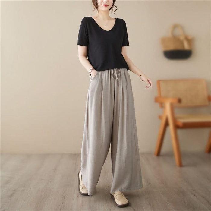 New Plus Size Wide-Leg Straight Casual Pants