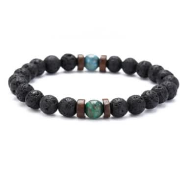 Men's Black Volcanic Stone Bracelet