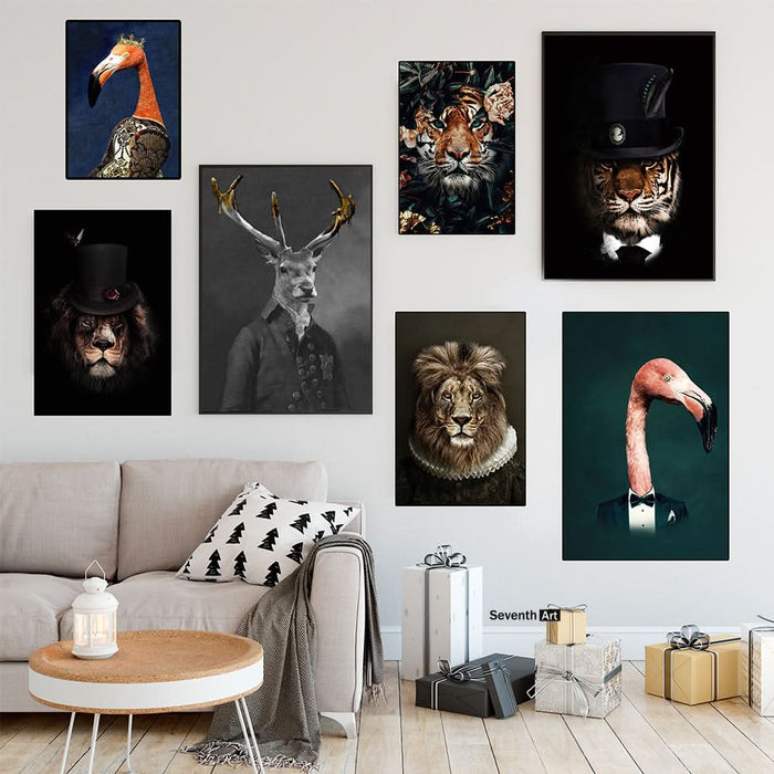 Black Canvas Wildlife Wall Decor Poster