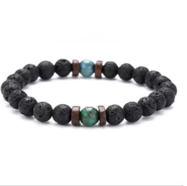 Men's Black Volcanic Stone Bracelet