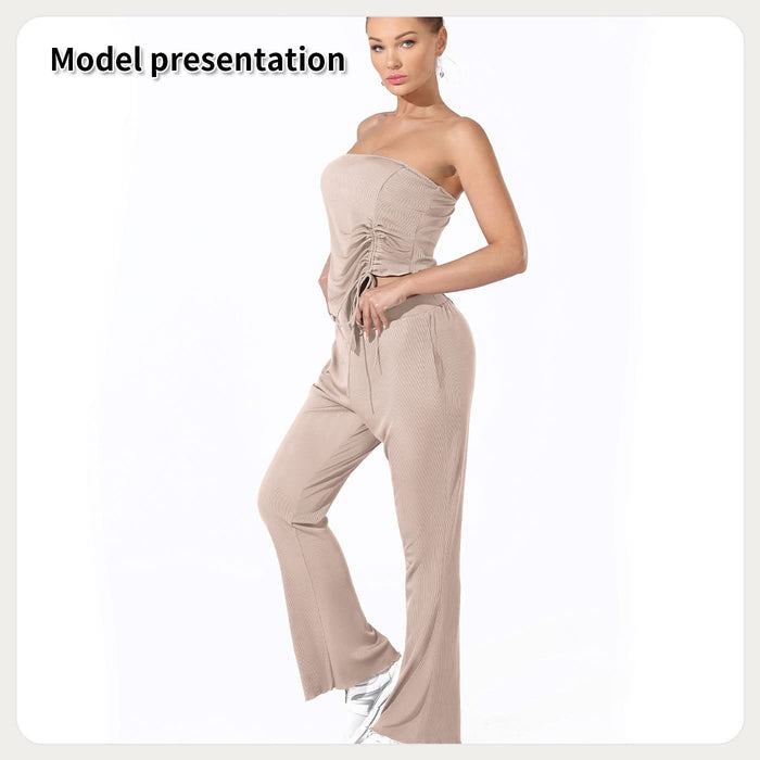 Strapless Slim and Flared Top and Pants Set