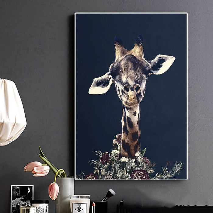 Black Canvas Wildlife Wall Decor Poster