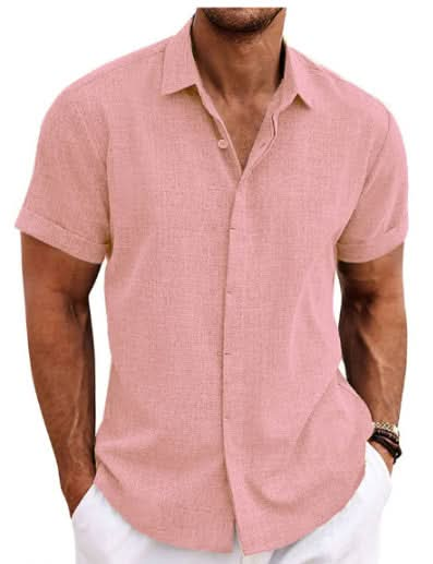 Men's Loose Fit Linen Short Sleeve T-Shirt