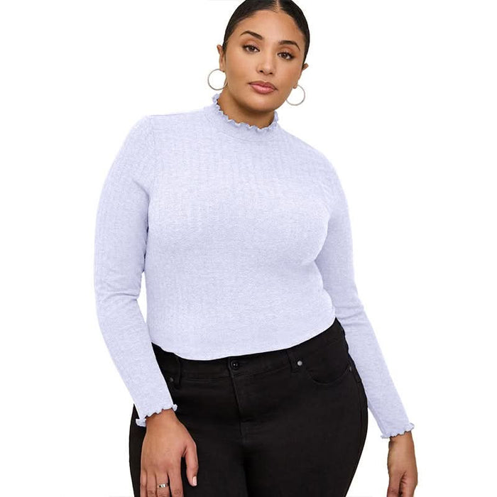 Women's Slim Fit Half-High Collar Long Sleeve T-Shirt