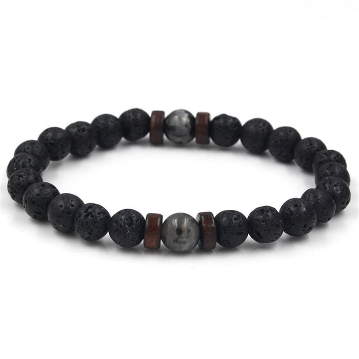 Men's Black Volcanic Stone Bracelet