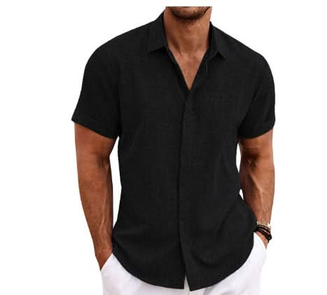 Men's Loose Fit Linen Short Sleeve T-Shirt