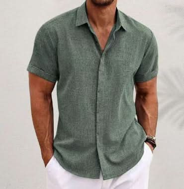 Men's Loose Fit Linen Short Sleeve T-Shirt