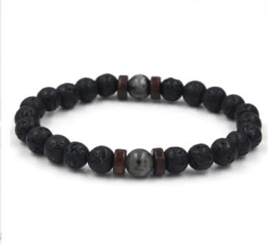 Men's Black Volcanic Stone Bracelet