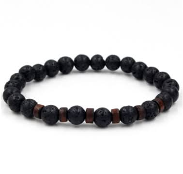 Men's Black Volcanic Stone Bracelet