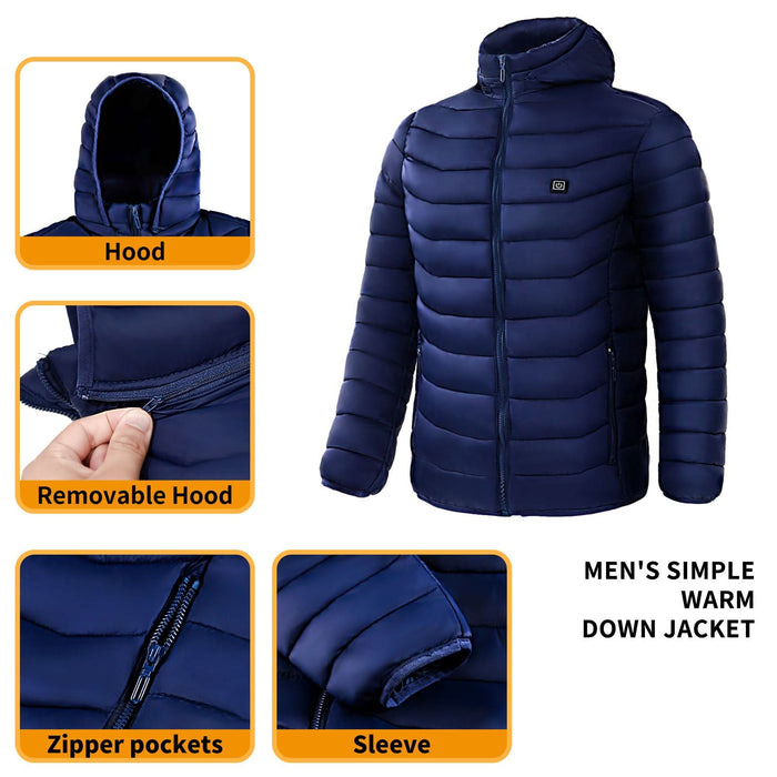 Unisex Electric Heated Puffer Jacket with Insulated Hood