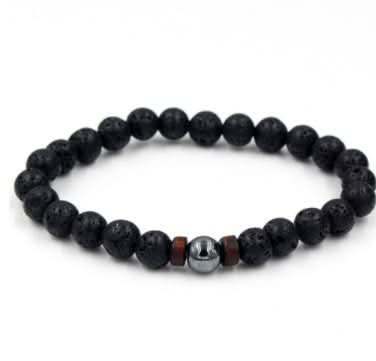 Men's Black Volcanic Stone Bracelet