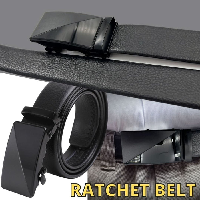 Men's Black Microfiber PU Leather Ratchet Belt