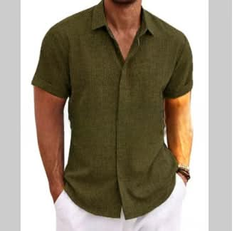 Men's Loose Fit Solid Color Linen Short Sleeve T-Shirt