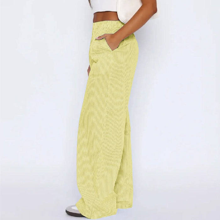 Wide Leg Casual Striped Trousers