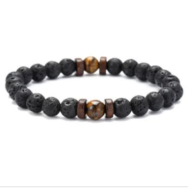 Men's Black Volcanic Stone Bracelet