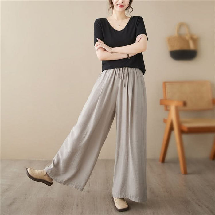 New Plus Size Wide-Leg Straight Casual Pants