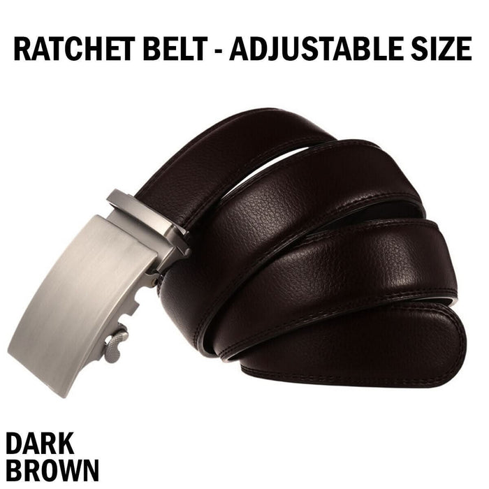 Men's Dark Brown Microfiber Leather Ratchet Belt