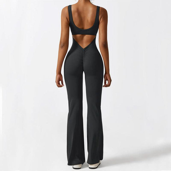 Women's Sleeveless Flare Jumpsuit for Fitness and Yoga