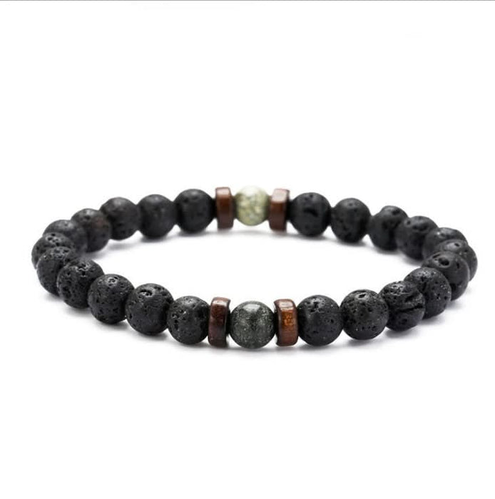 Men's Black Volcanic Stone Bracelet