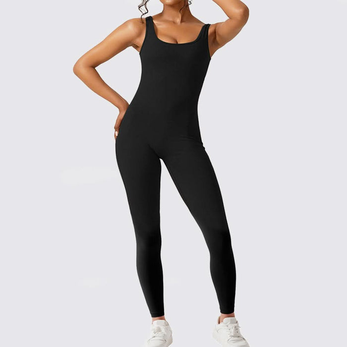 Women's Sleeveless Flare Jumpsuit for Fitness and Yoga