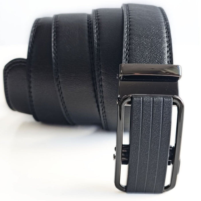 Men's Leather Ratchet Belt with Slide Buckle