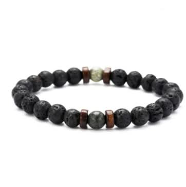 Men's Black Volcanic Stone Bracelet