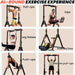 Adjustable workout station showcasing pull-ups, dips, leg raises, inverted rows, push-ups, and narrow pull-ups for versatile home gym exercises.