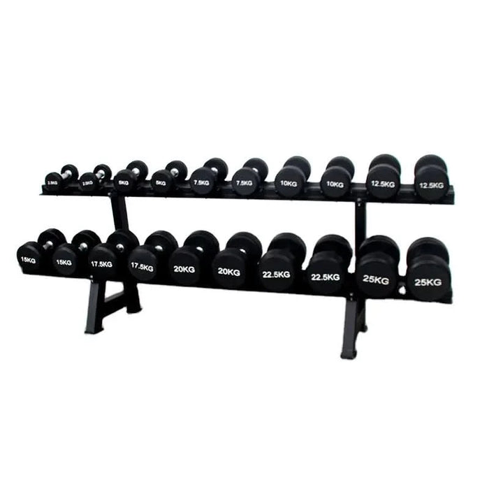 Two-Tier Commercial Steel Dumbbell Rack for Home & Gym Use